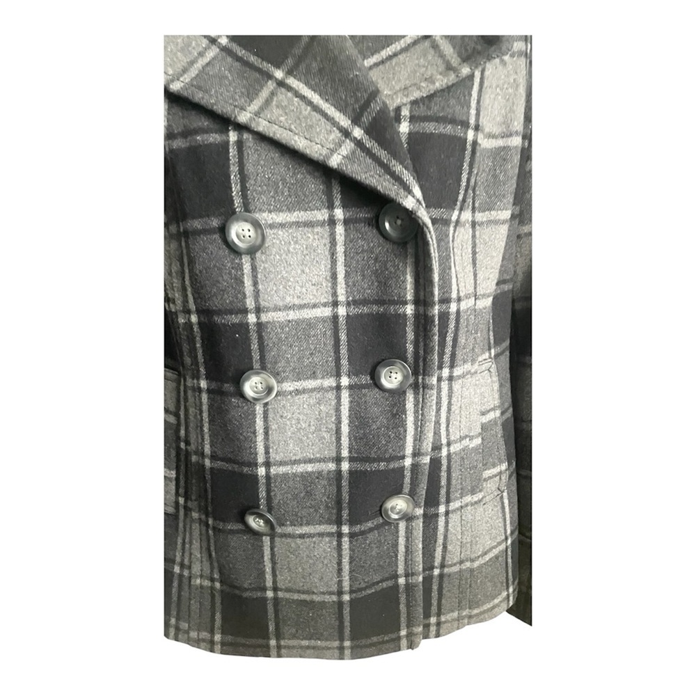 Old Navy Black and Gray Peacoat Plaid Jacket Sz L - Picture 4 of 6